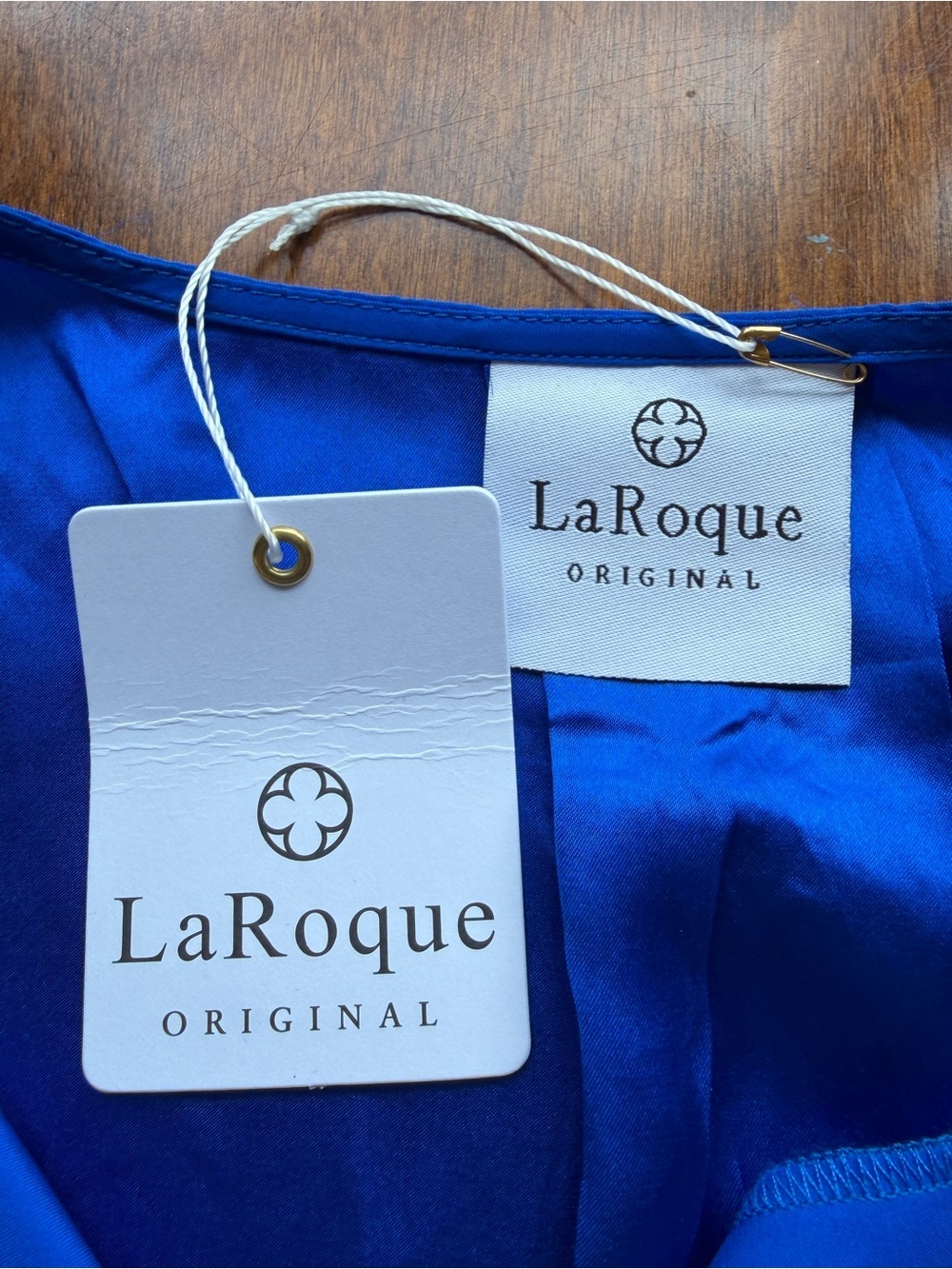 LaRoque Original | Royal Blue Ruffle Sleeve Silk Women's Blouse - Picture 5 of 10
